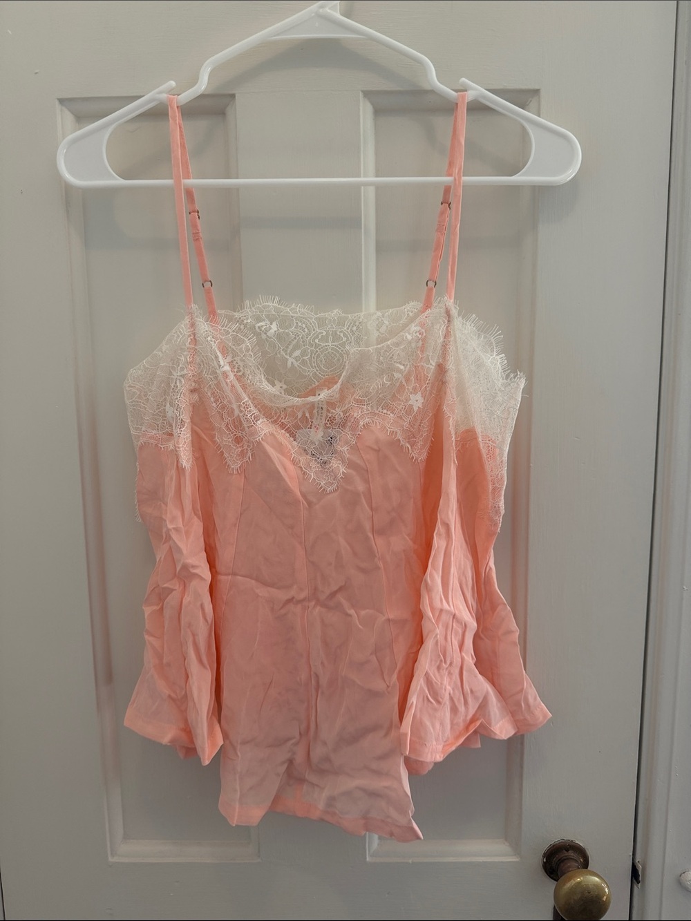 NWT Free People Peach Lace-Trim Satin Cami